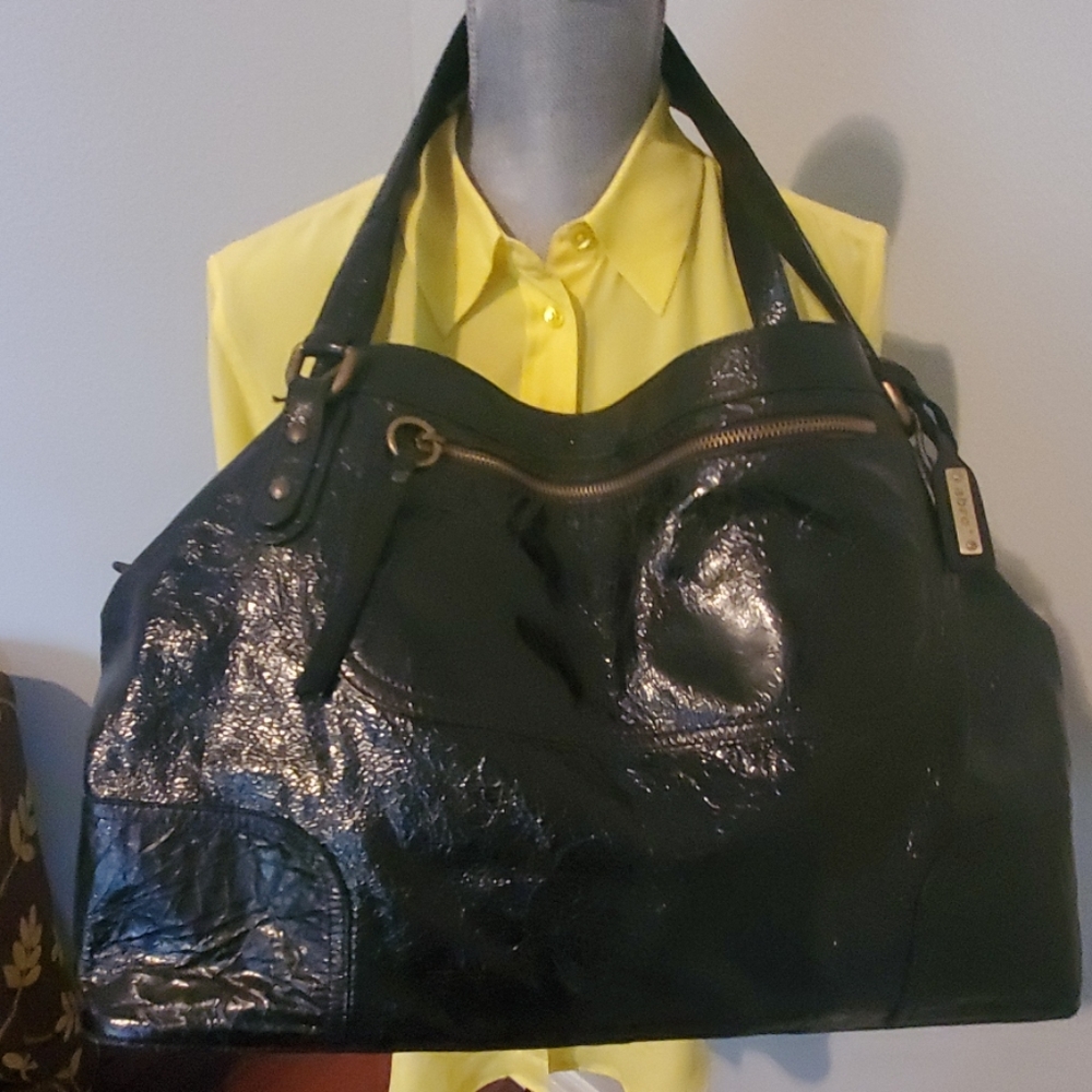 Abro Black Patent Leather Handbag